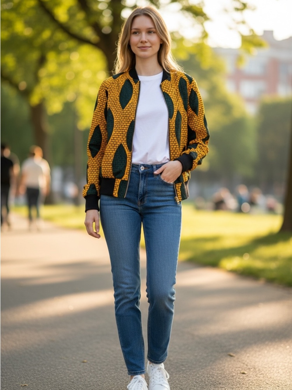 Reversable african print bomber jacket